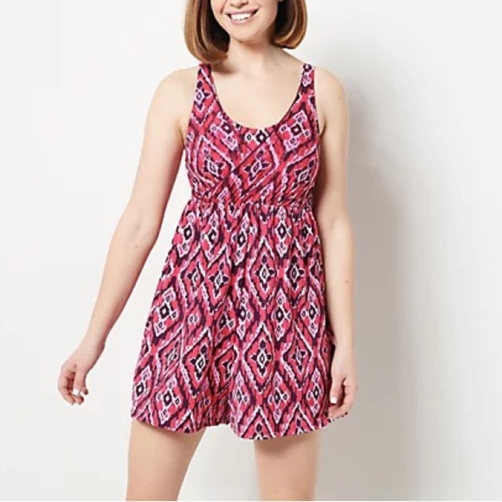 Denim & Co. Beach Mesh Wrap-Front Swim Romper